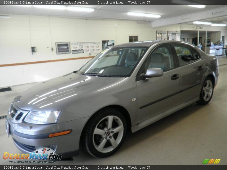 2004 Saab 9-3 Linear Sedan Steel Gray Metallic / Slate Gray Photo #3