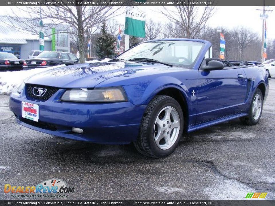 2002 Ford Mustang V6 Convertible Sonic Blue Metallic / Dark Charcoal Photo #1