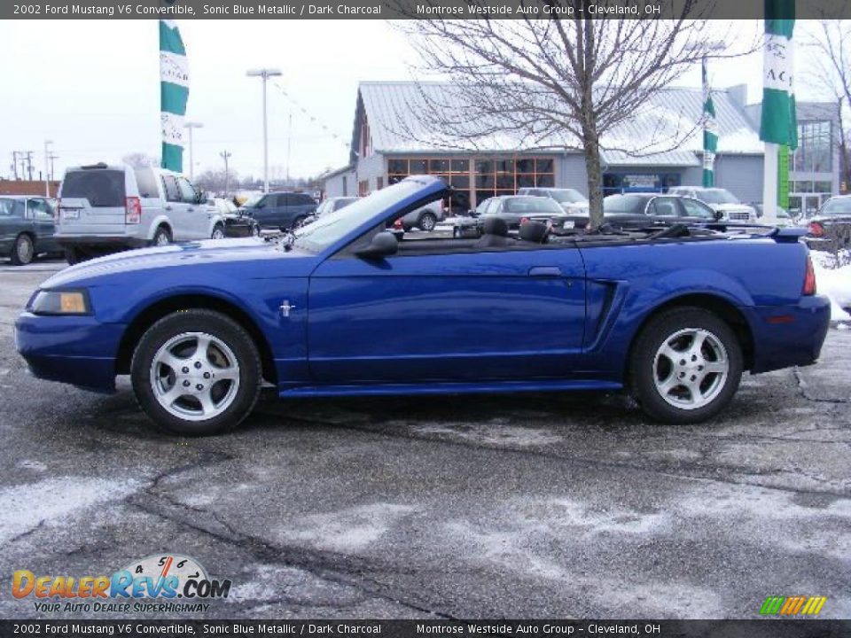 2002 Ford Mustang V6 Convertible Sonic Blue Metallic / Dark Charcoal Photo #3