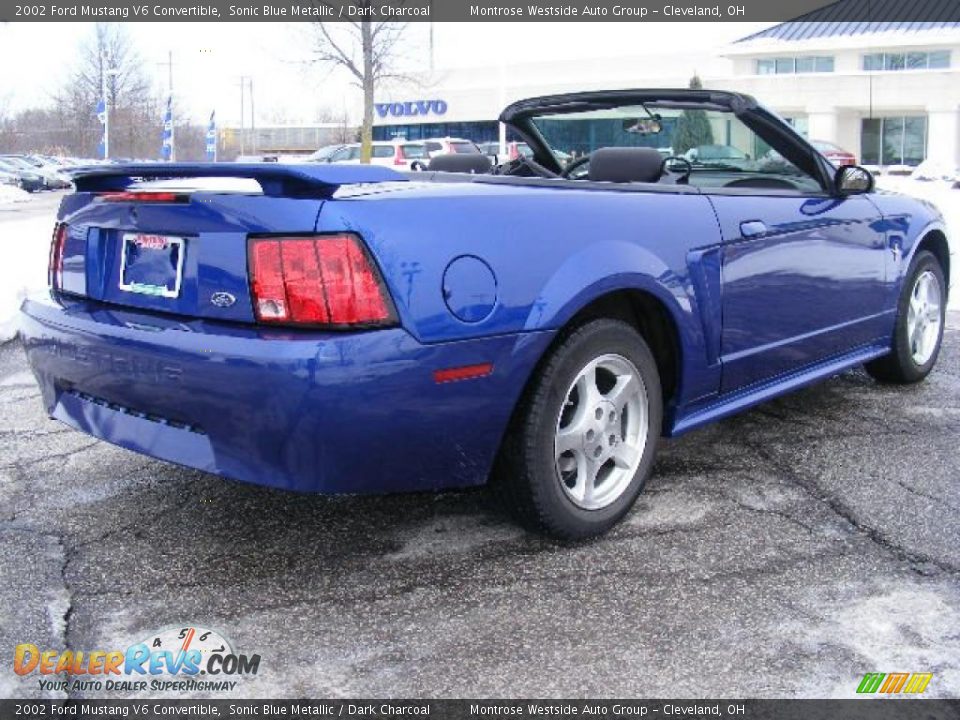 2002 Ford Mustang V6 Convertible Sonic Blue Metallic / Dark Charcoal Photo #6