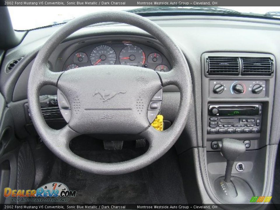 2002 Ford Mustang V6 Convertible Sonic Blue Metallic / Dark Charcoal Photo #15