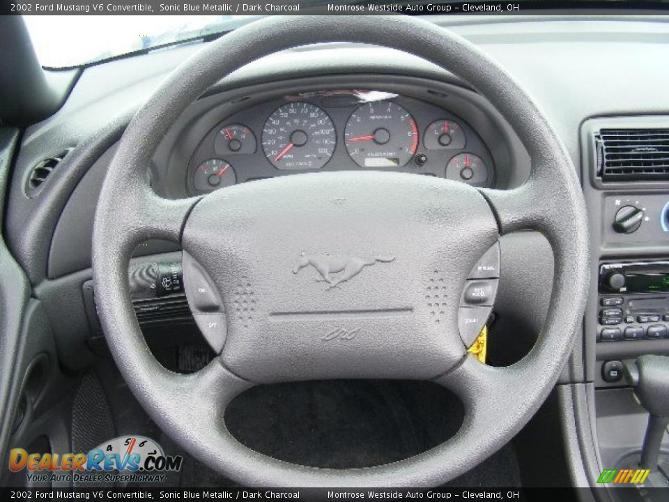2002 Ford Mustang V6 Convertible Sonic Blue Metallic / Dark Charcoal Photo #16