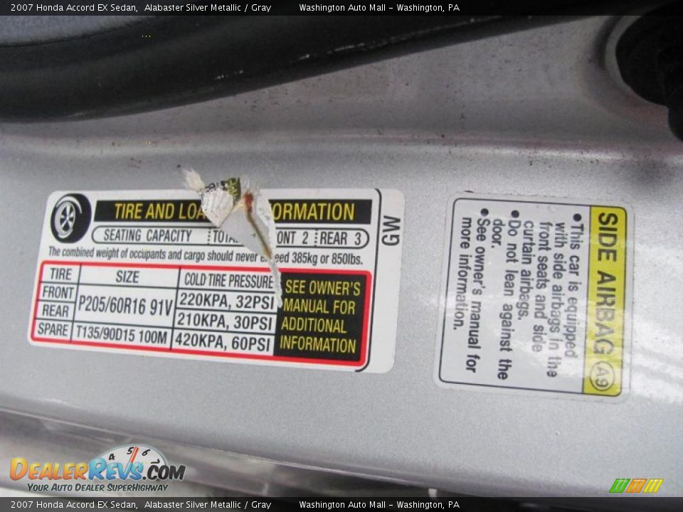 2007 Honda Accord EX Sedan Alabaster Silver Metallic / Gray Photo #18