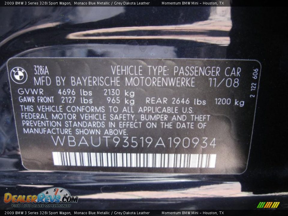 2009 BMW 3 Series 328i Sport Wagon Monaco Blue Metallic / Grey Dakota Leather Photo #14