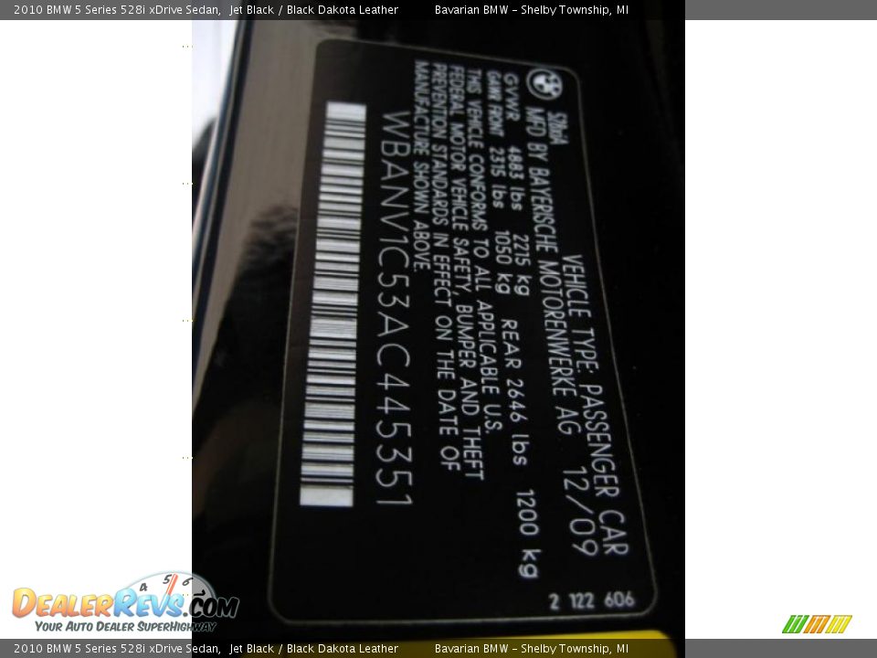 2010 BMW 5 Series 528i xDrive Sedan Jet Black / Black Dakota Leather Photo #12