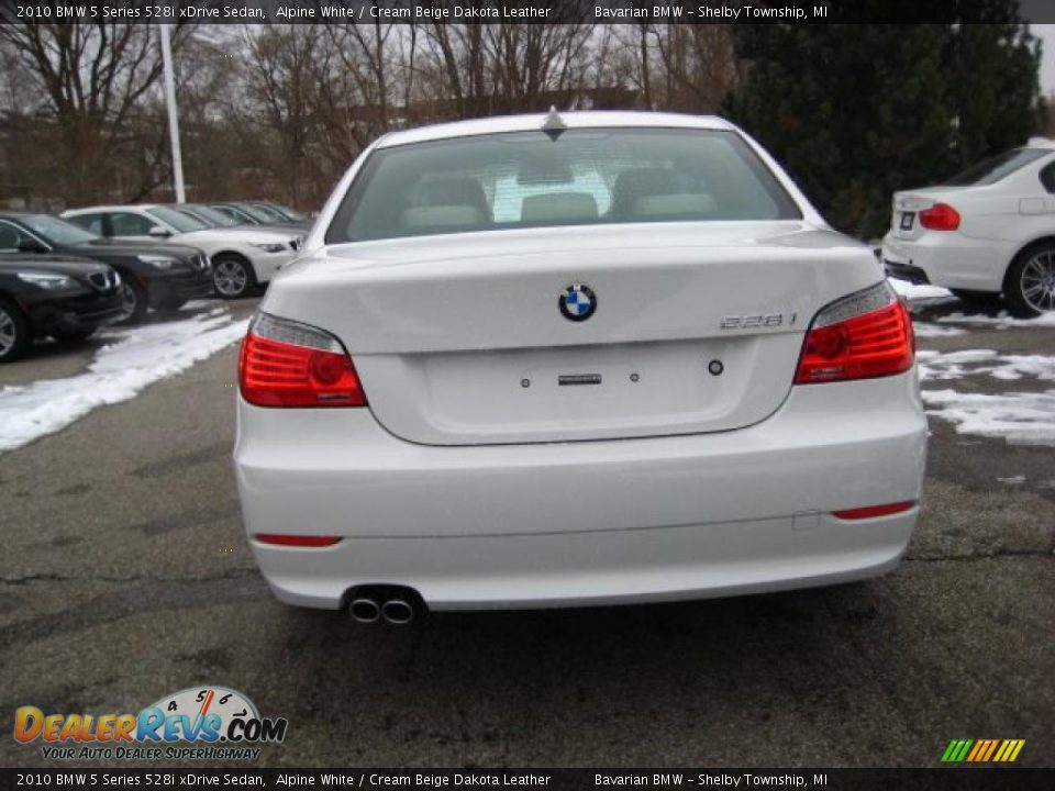 2010 BMW 5 Series 528i xDrive Sedan Alpine White / Cream Beige Dakota Leather Photo #4