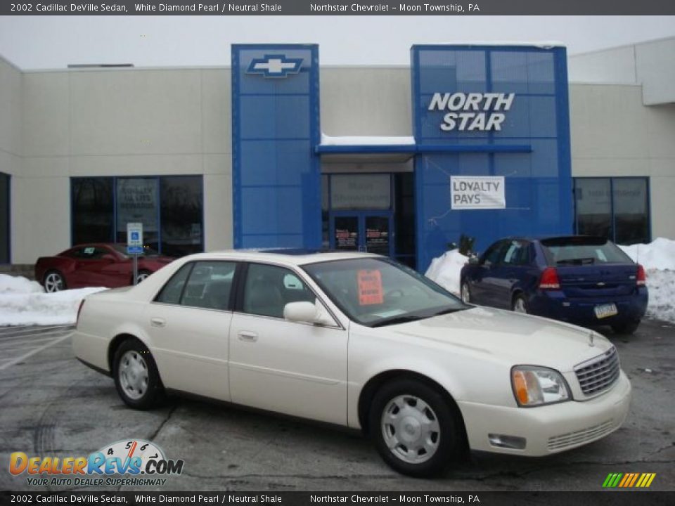 2002 Cadillac DeVille Sedan White Diamond Pearl / Neutral Shale Photo #1