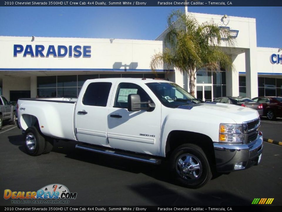 2010 Chevrolet Silverado 3500HD LT Crew Cab 4x4 Dually Summit White / Ebony Photo #1