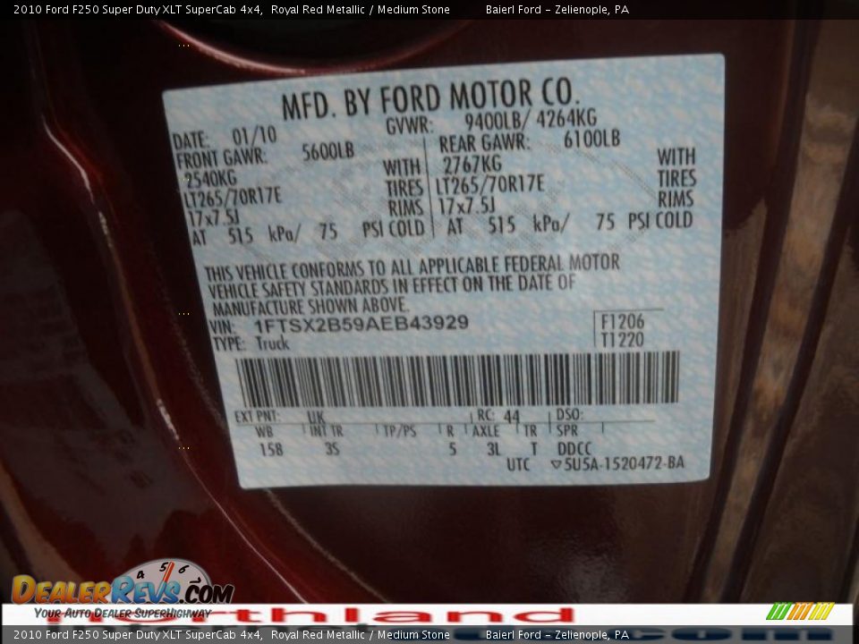 2010 Ford F250 Super Duty XLT SuperCab 4x4 Royal Red Metallic / Medium Stone Photo #12