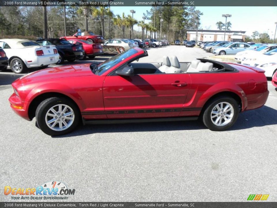 2008 Ford Mustang V6 Deluxe Convertible Torch Red / Light Graphite Photo #2