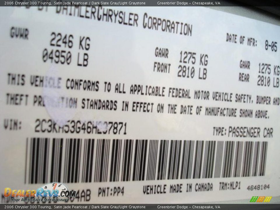 2006 Chrysler 300 Touring Satin Jade Pearlcoat / Dark Slate Gray/Light Graystone Photo #29