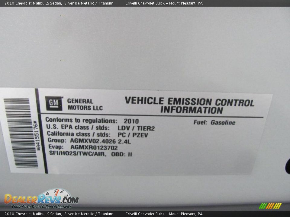 2010 Chevrolet Malibu LS Sedan Silver Ice Metallic / Titanium Photo #15