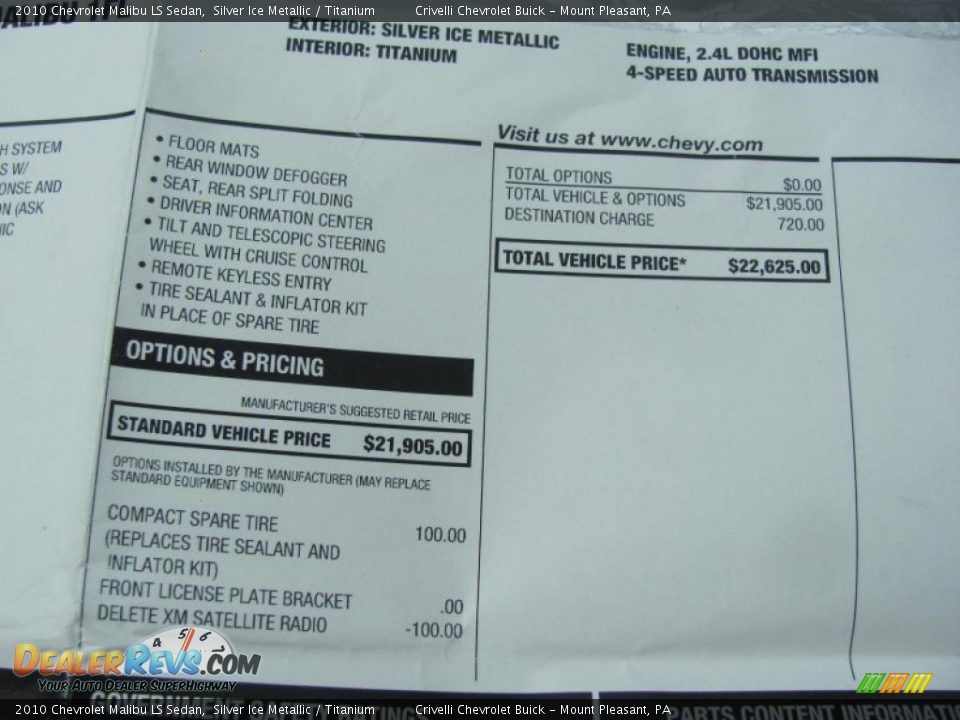 2010 Chevrolet Malibu LS Sedan Silver Ice Metallic / Titanium Photo #34