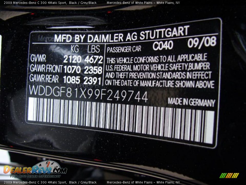 2009 Mercedes-Benz C 300 4Matic Sport Black / Grey/Black Photo #20
