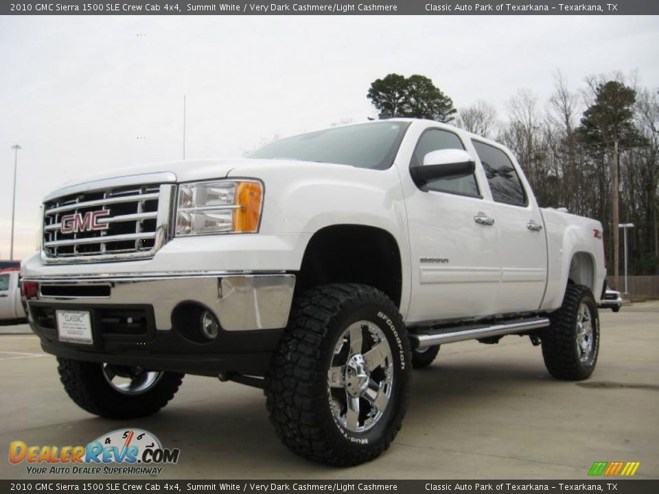 2010 GMC Sierra 1500 SLE Crew Cab 4x4 Summit White / Very Dark Cashmere/Light Cashmere Photo #1