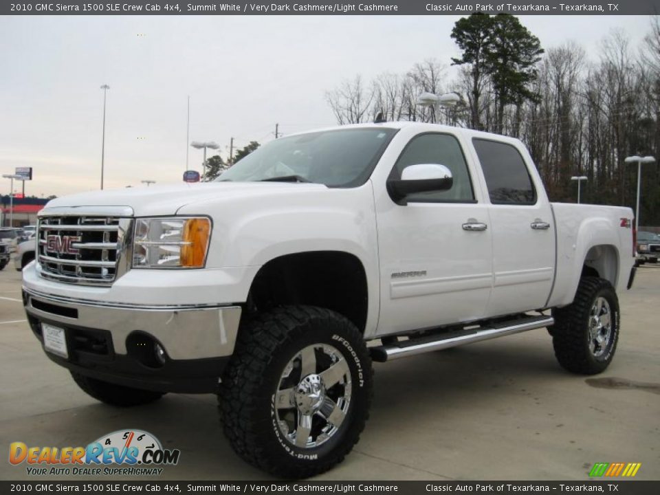 2010 GMC Sierra 1500 SLE Crew Cab 4x4 Summit White / Very Dark Cashmere/Light Cashmere Photo #2
