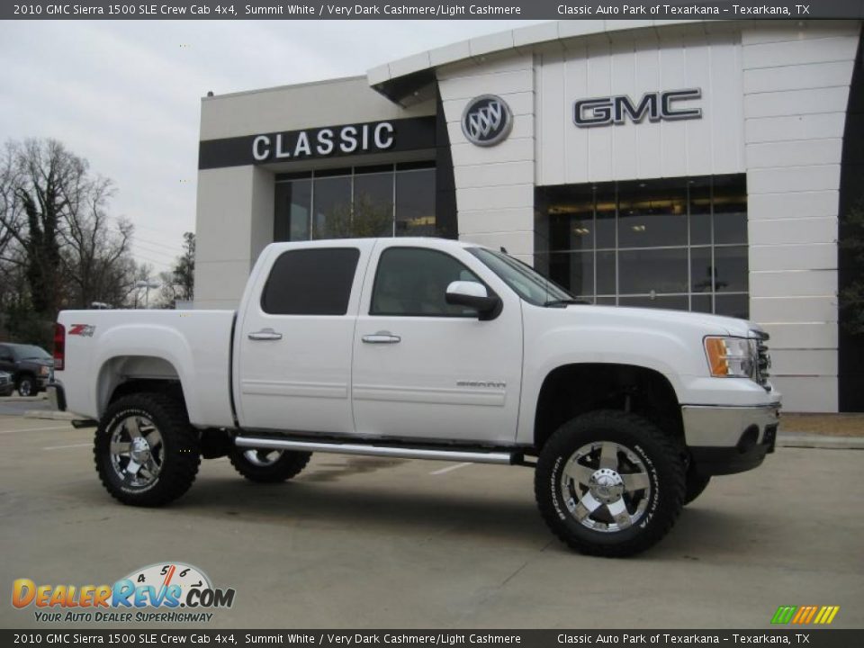 2010 GMC Sierra 1500 SLE Crew Cab 4x4 Summit White / Very Dark Cashmere/Light Cashmere Photo #3