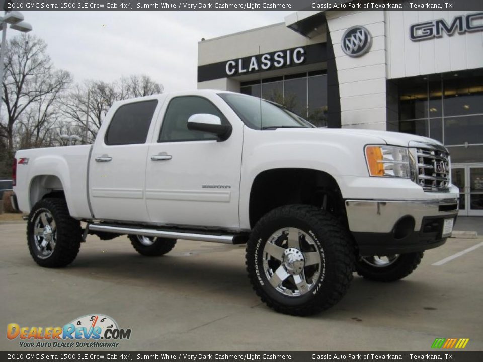 2010 GMC Sierra 1500 SLE Crew Cab 4x4 Summit White / Very Dark Cashmere/Light Cashmere Photo #4