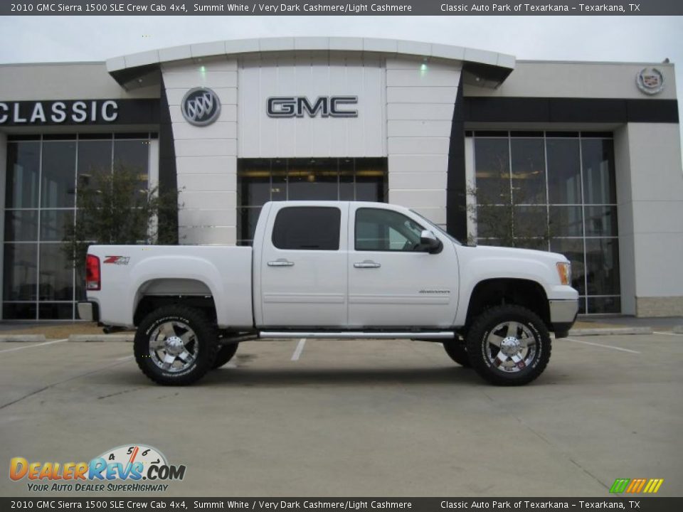 2010 GMC Sierra 1500 SLE Crew Cab 4x4 Summit White / Very Dark Cashmere/Light Cashmere Photo #5