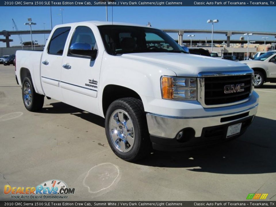 2010 GMC Sierra 1500 SLE Texas Edition Crew Cab Summit White / Very Dark Cashmere/Light Cashmere Photo #2