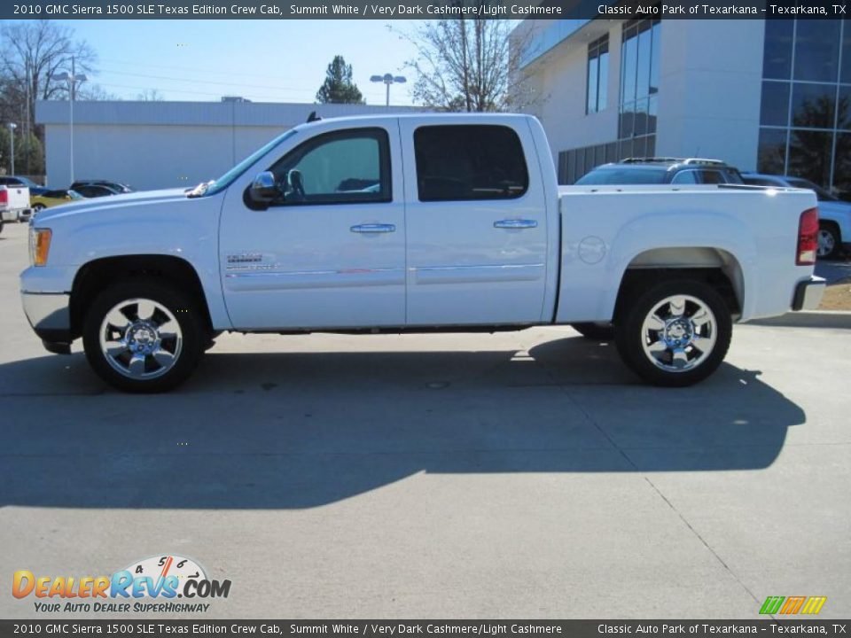 2010 GMC Sierra 1500 SLE Texas Edition Crew Cab Summit White / Very Dark Cashmere/Light Cashmere Photo #3