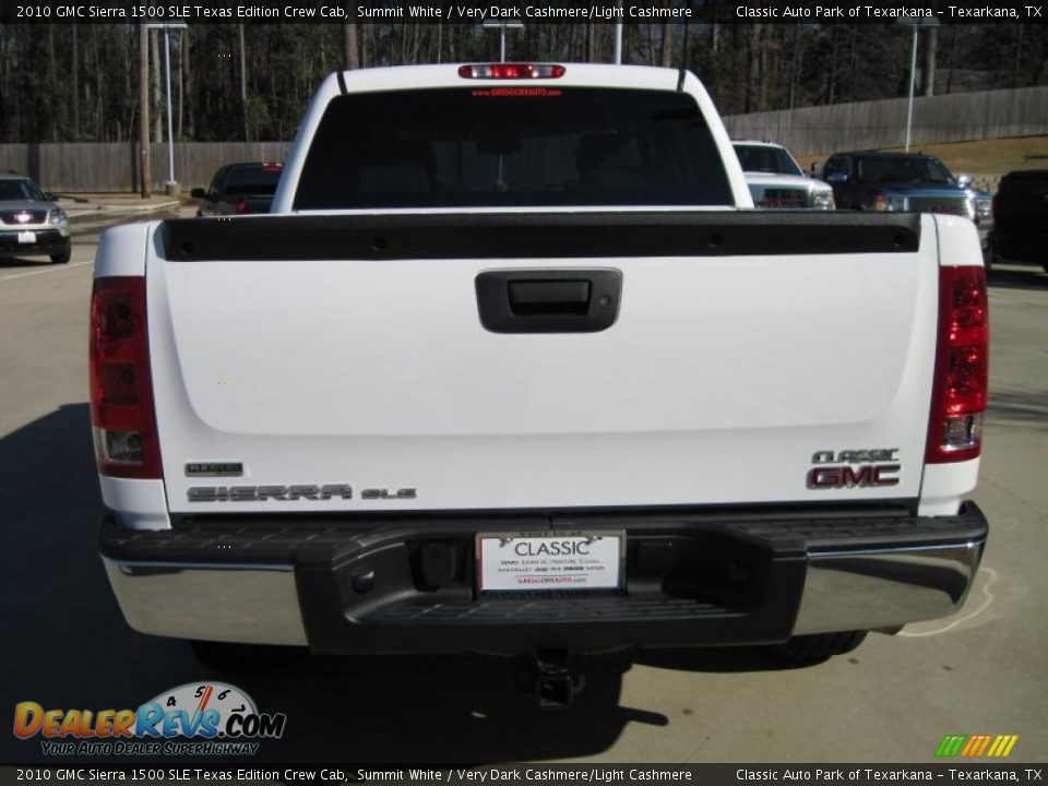 2010 GMC Sierra 1500 SLE Texas Edition Crew Cab Summit White / Very Dark Cashmere/Light Cashmere Photo #6