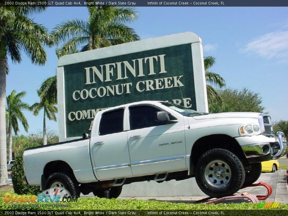 2003 Dodge Ram 1500 SLT Quad Cab 4x4 Bright White / Dark Slate Gray Photo #2