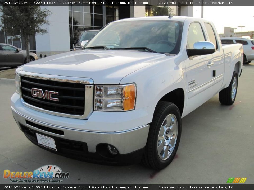 2010 GMC Sierra 1500 SLE Extended Cab 4x4 Summit White / Dark Titanium/Light Titanium Photo #1
