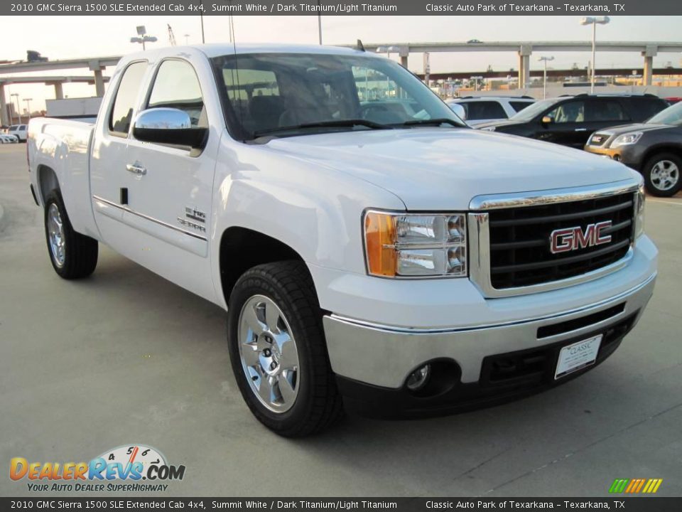 2010 GMC Sierra 1500 SLE Extended Cab 4x4 Summit White / Dark Titanium/Light Titanium Photo #2