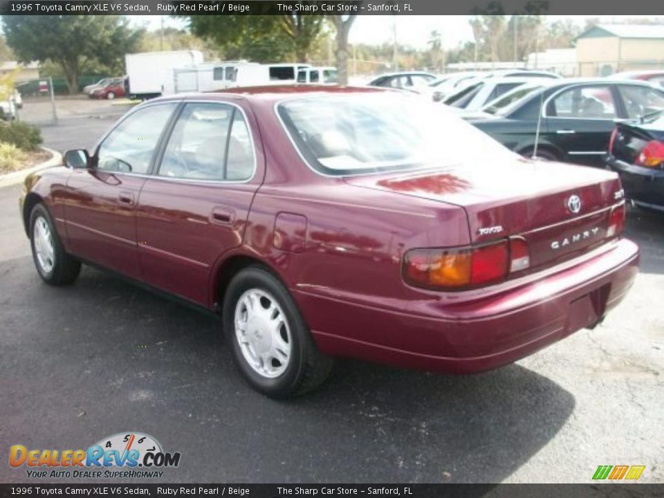 1996 Toyota Camry XLE V6 Sedan Ruby Red Pearl / Beige Photo #2