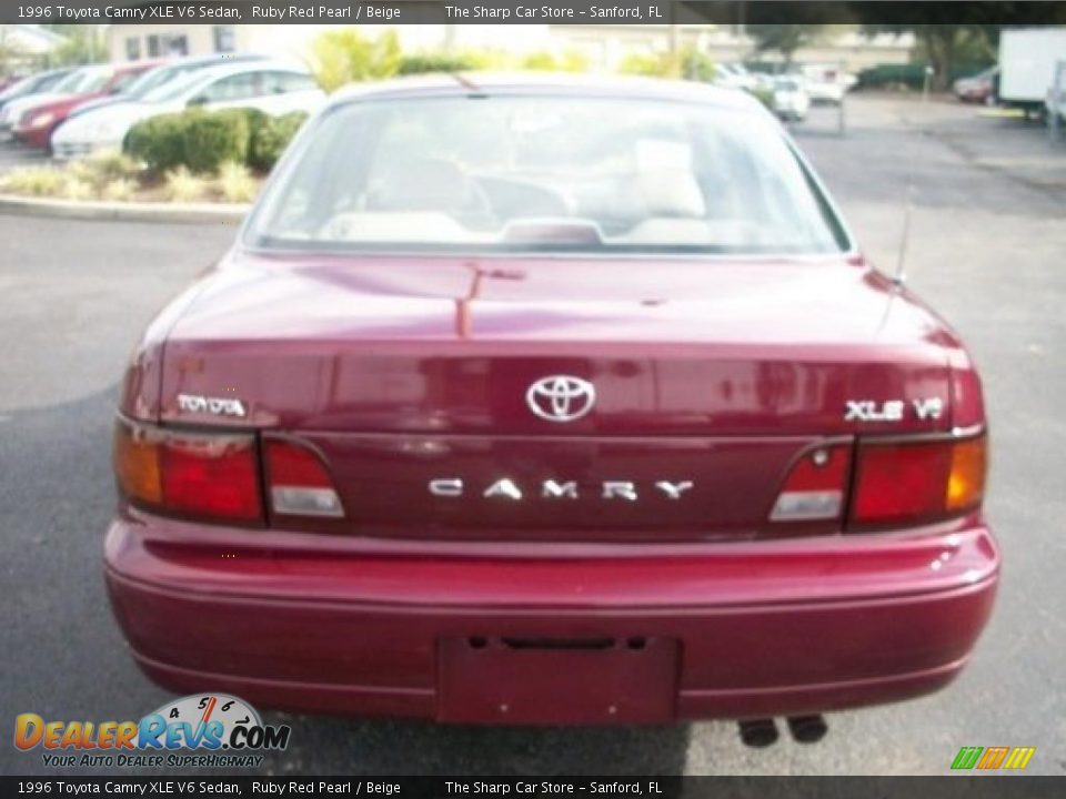 1996 Toyota Camry XLE V6 Sedan Ruby Red Pearl / Beige Photo #3