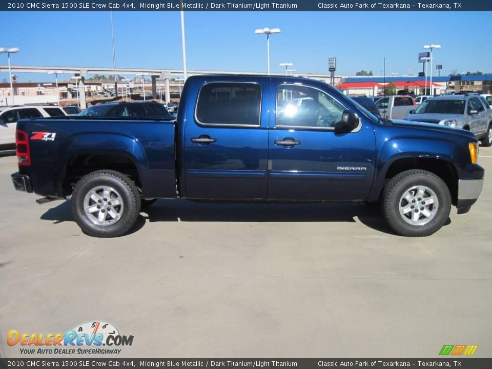 2010 GMC Sierra 1500 SLE Crew Cab 4x4 Midnight Blue Metallic / Dark Titanium/Light Titanium Photo #4
