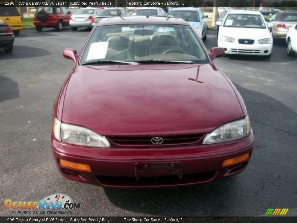 1996 Toyota Camry XLE V6 Sedan Ruby Red Pearl / Beige Photo #14