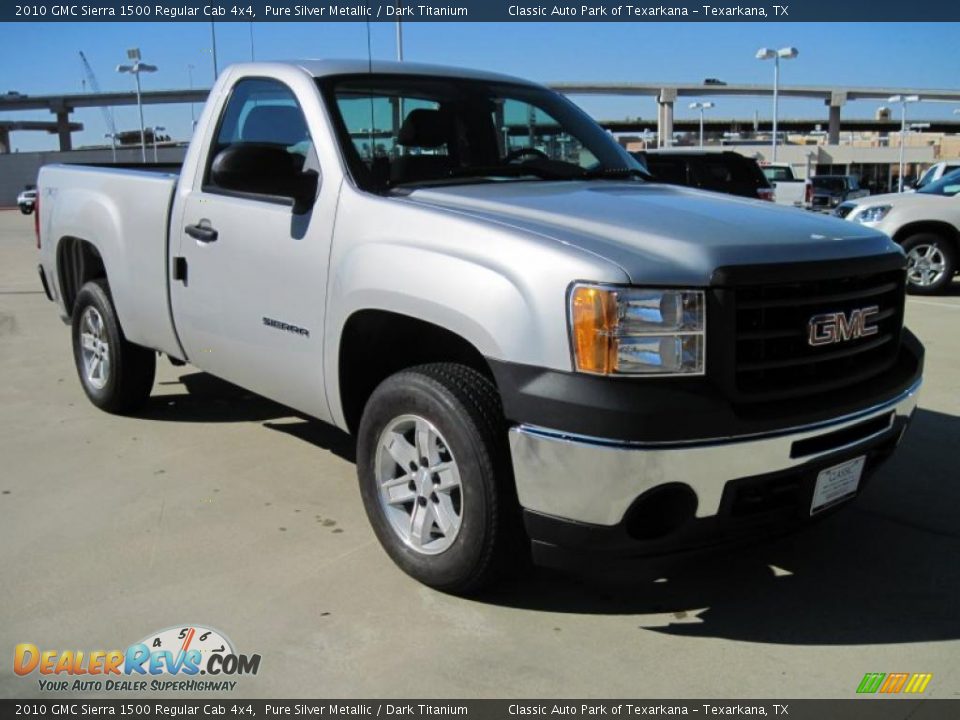 2010 GMC Sierra 1500 Regular Cab 4x4 Pure Silver Metallic / Dark Titanium Photo #2