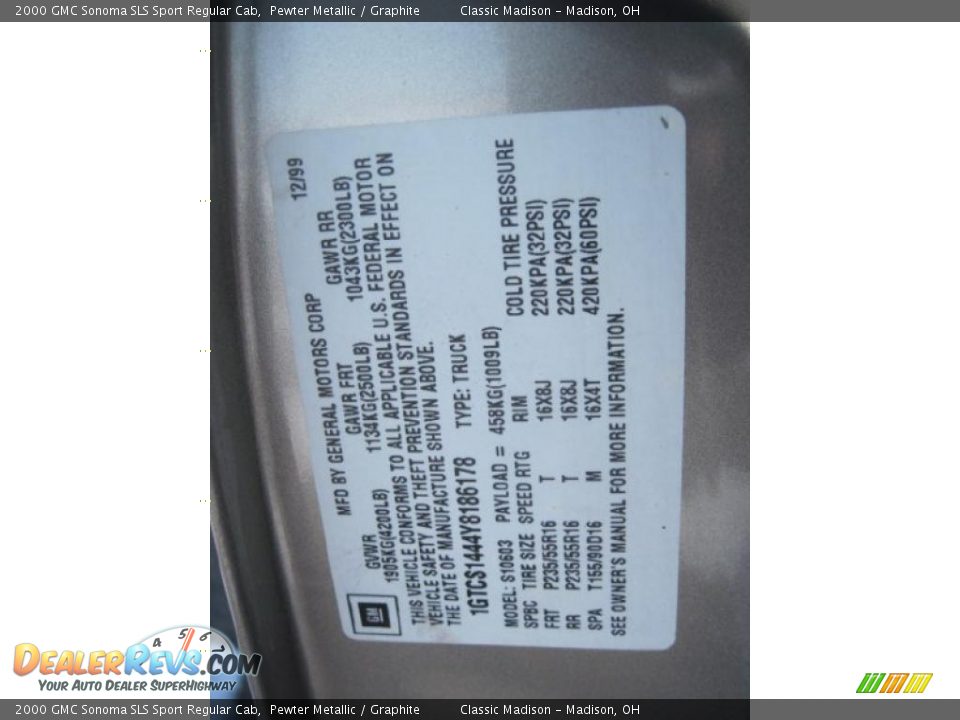 2000 GMC Sonoma SLS Sport Regular Cab Pewter Metallic / Graphite Photo #21