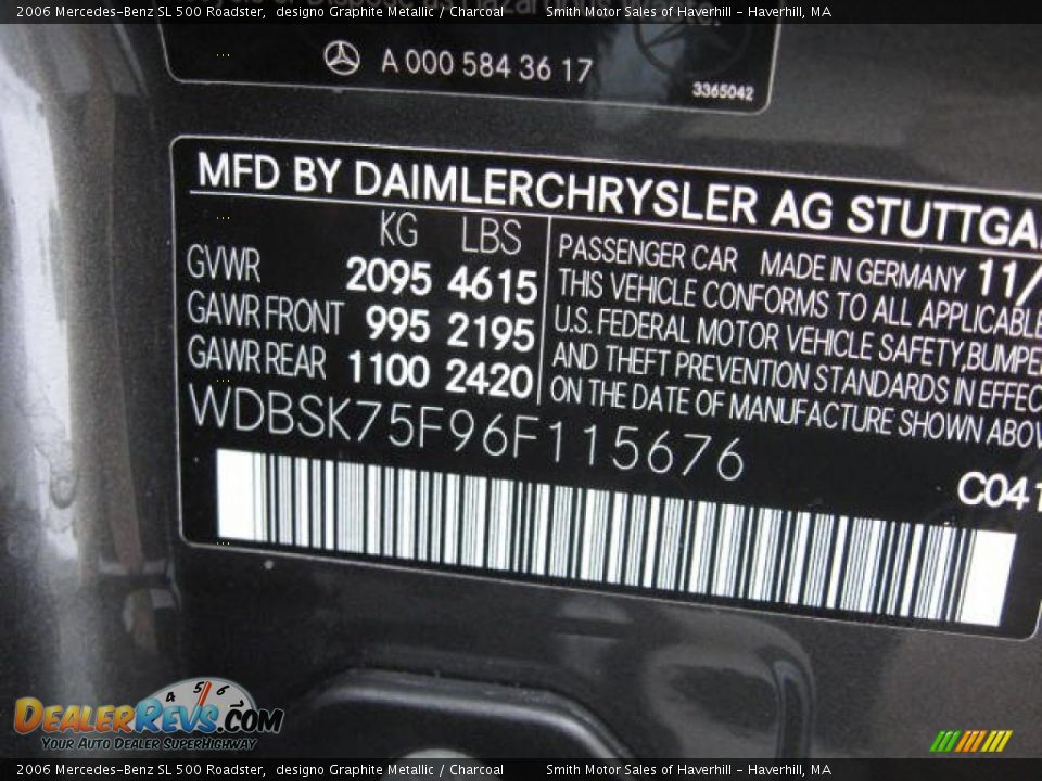 2006 Mercedes-Benz SL 500 Roadster designo Graphite Metallic / Charcoal Photo #9