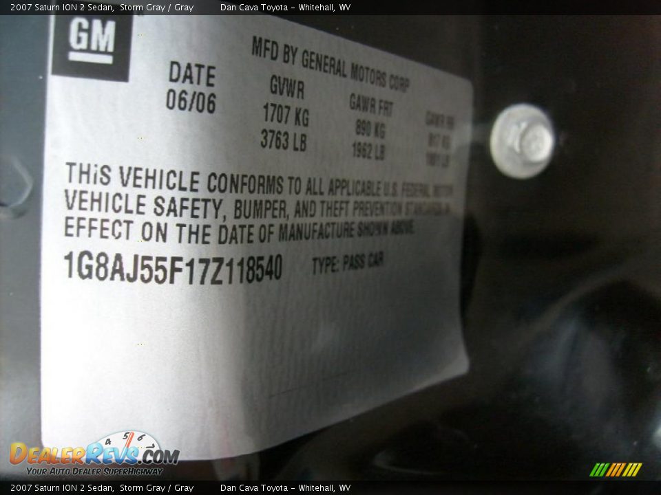 2007 Saturn ION 2 Sedan Storm Gray / Gray Photo #13