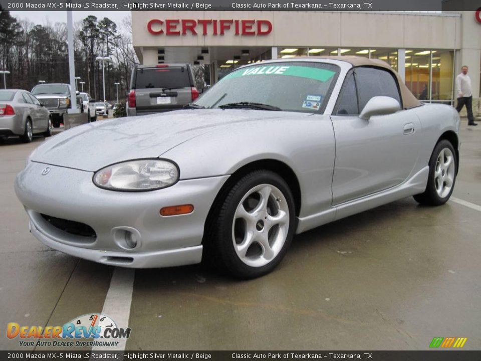 2000 Mazda MX-5 Miata LS Roadster Highlight Silver Metallic / Beige Photo #1