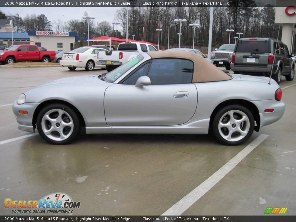 2000 Mazda MX-5 Miata LS Roadster Highlight Silver Metallic / Beige Photo #3