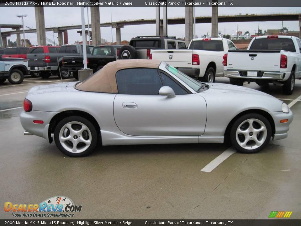 2000 Mazda MX-5 Miata LS Roadster Highlight Silver Metallic / Beige Photo #4