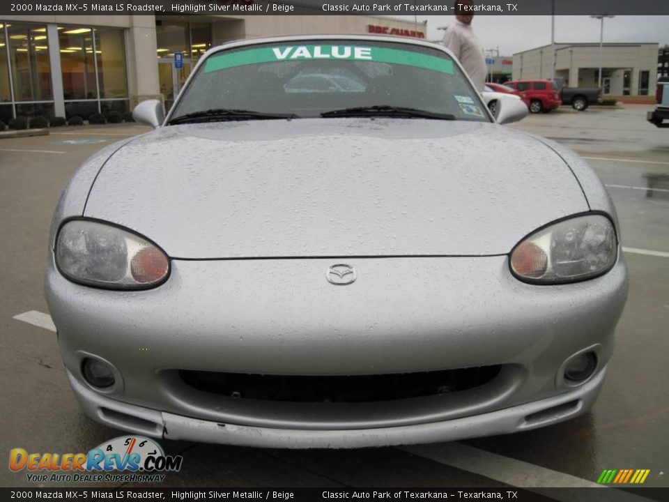 2000 Mazda MX-5 Miata LS Roadster Highlight Silver Metallic / Beige Photo #5