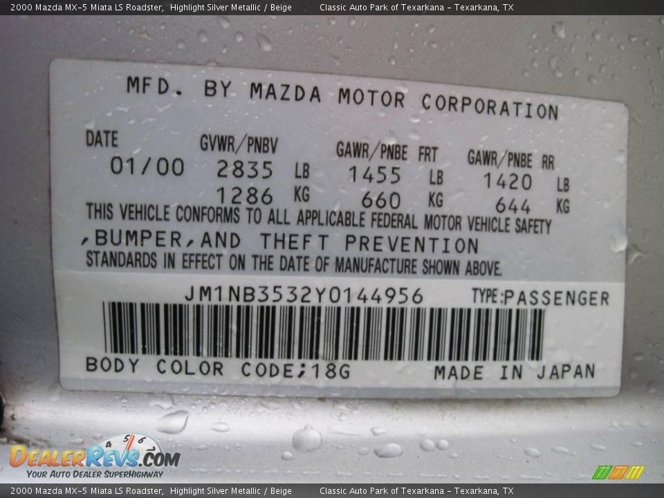 2000 Mazda MX-5 Miata LS Roadster Highlight Silver Metallic / Beige Photo #10