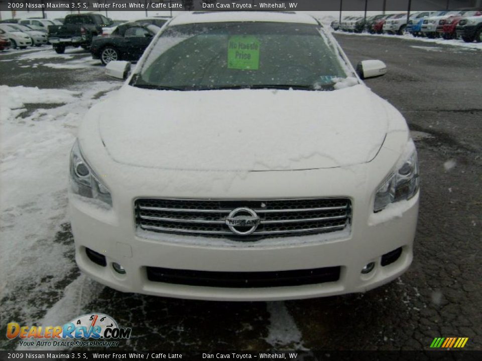 2009 Nissan Maxima 3.5 S Winter Frost White / Caffe Latte Photo #2