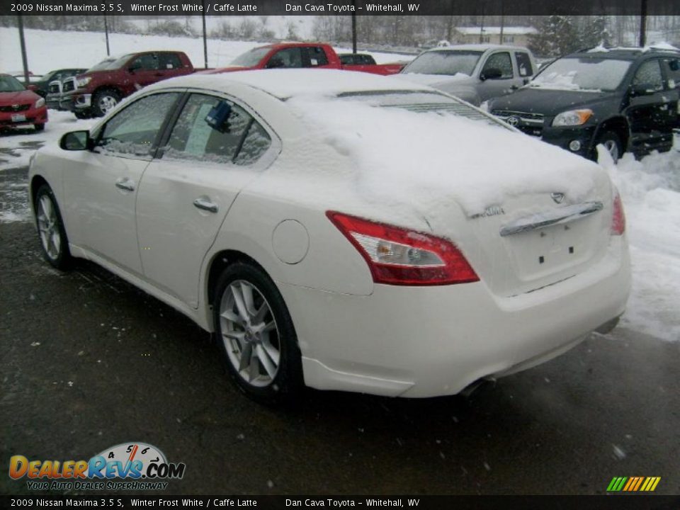 2009 Nissan Maxima 3.5 S Winter Frost White / Caffe Latte Photo #5