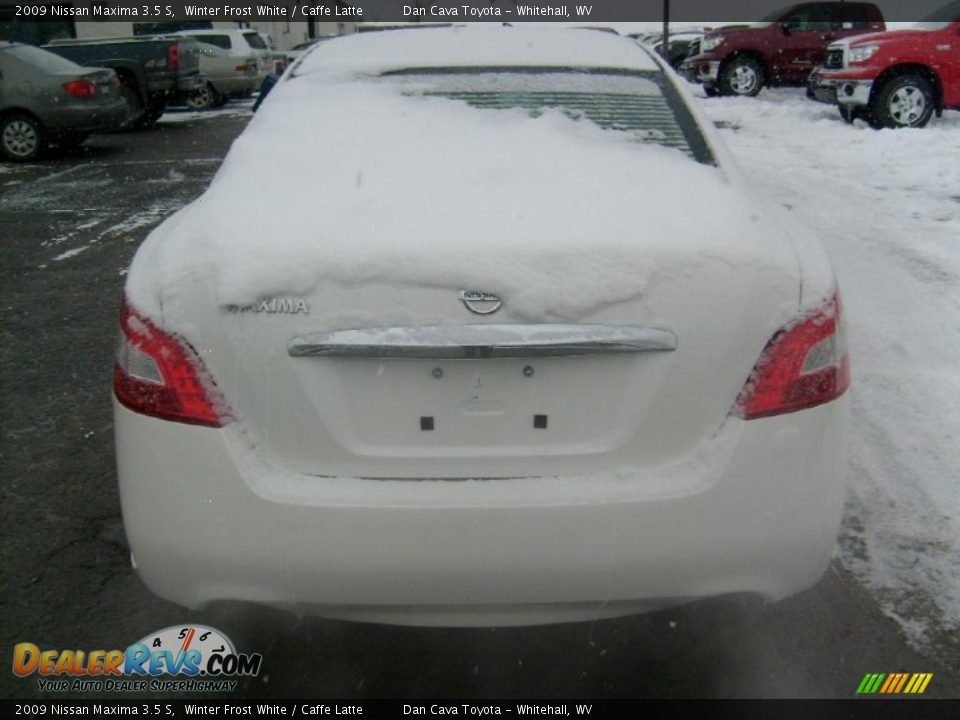 2009 Nissan Maxima 3.5 S Winter Frost White / Caffe Latte Photo #6