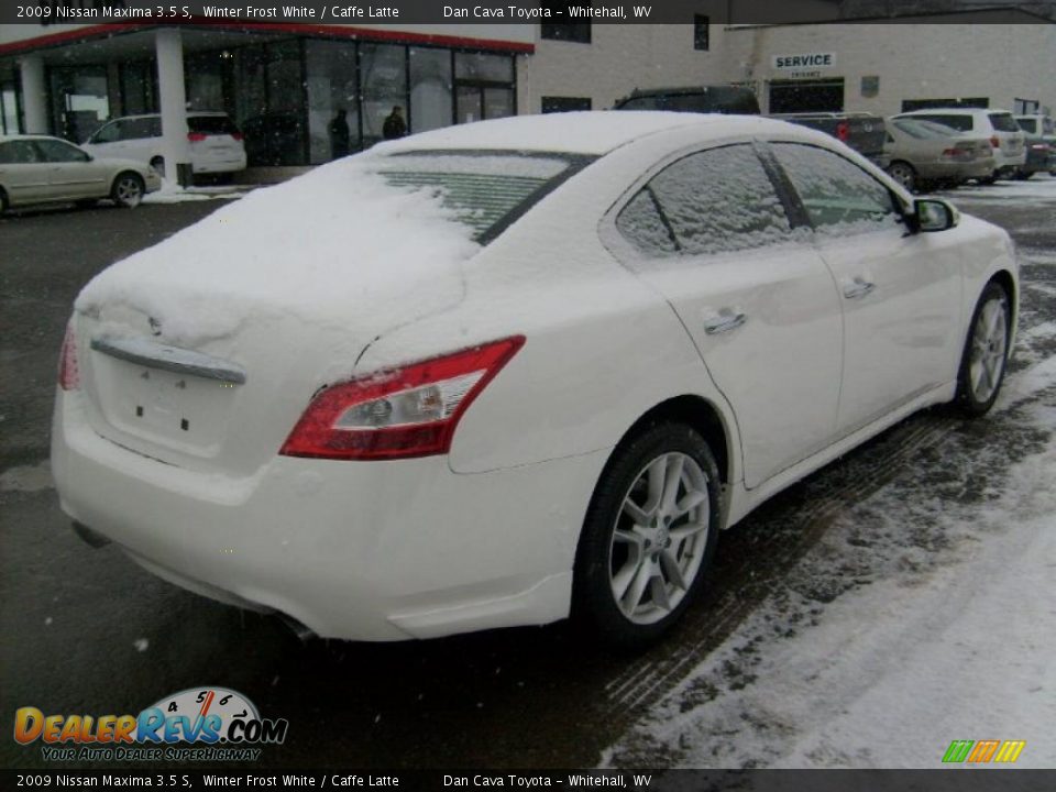 2009 Nissan Maxima 3.5 S Winter Frost White / Caffe Latte Photo #7