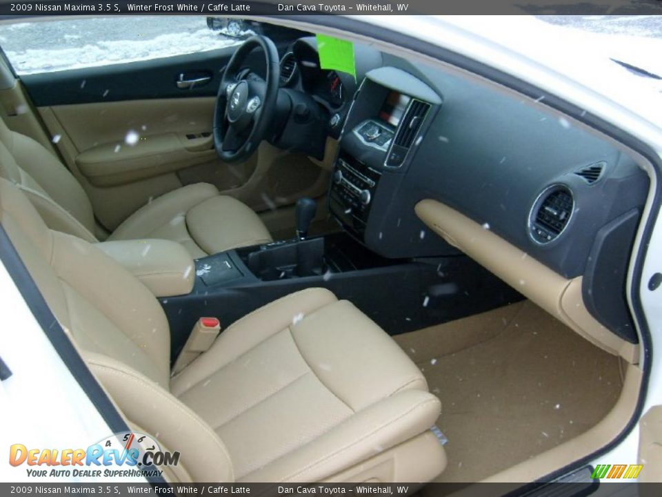 2009 Nissan Maxima 3.5 S Winter Frost White / Caffe Latte Photo #9