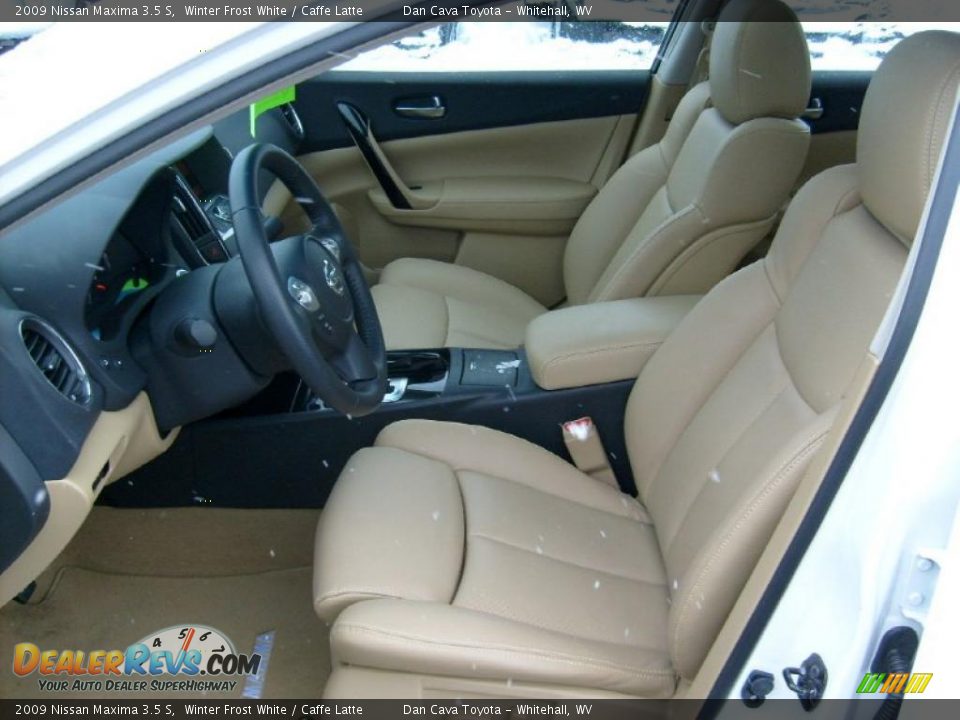 2009 Nissan Maxima 3.5 S Winter Frost White / Caffe Latte Photo #11