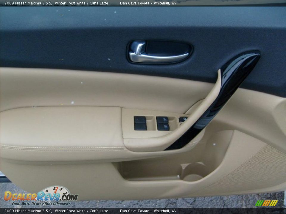 2009 Nissan Maxima 3.5 S Winter Frost White / Caffe Latte Photo #12