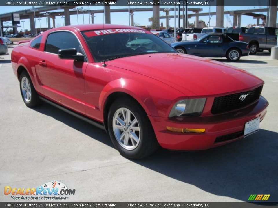 2008 Ford Mustang V6 Deluxe Coupe Torch Red / Light Graphite Photo #2